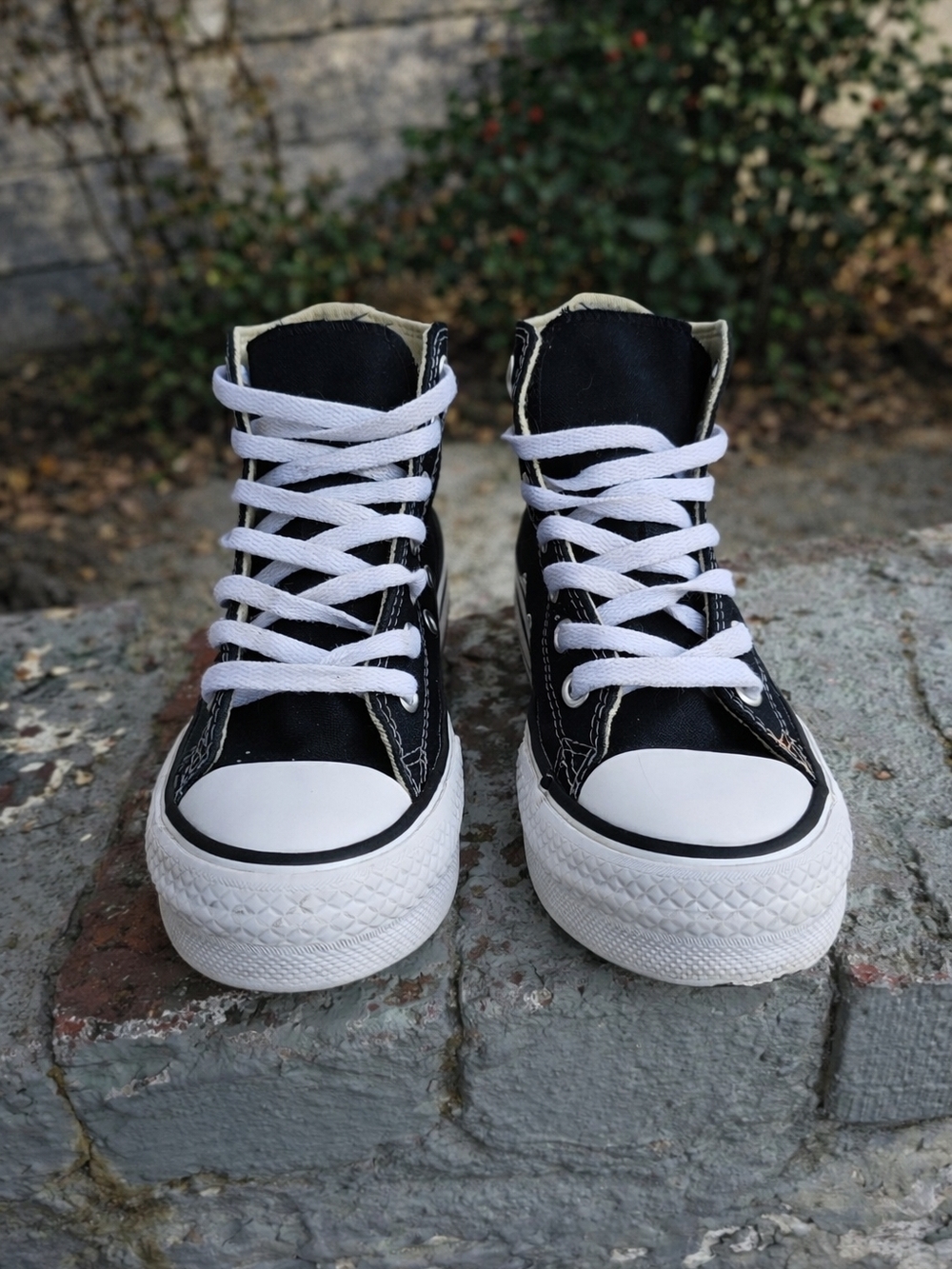 Converse Kids Black High-Top Sneakers with White Soles and Laces